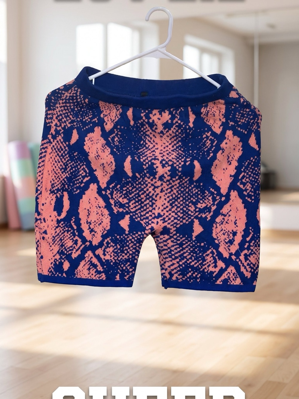 Girls Blue and Pink Snake-Print Active Shorts